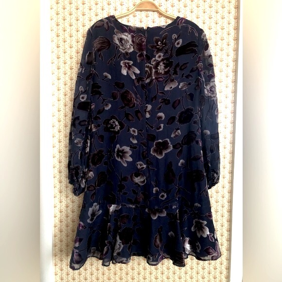 Eliza J. Velvet Floral Chiffon Ruffle Knee-Length Dress | 10 - Picture 5 of 6